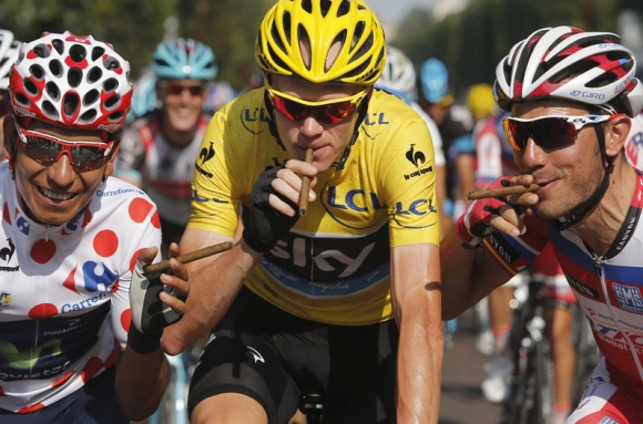 Quintana, Froome and Rodriguez with "Puritos"